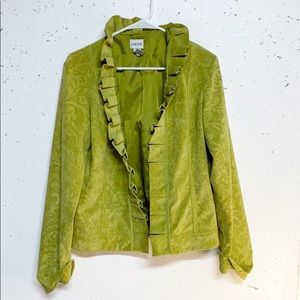 Chico’s Green Jacquard open front blazer size 1/medium